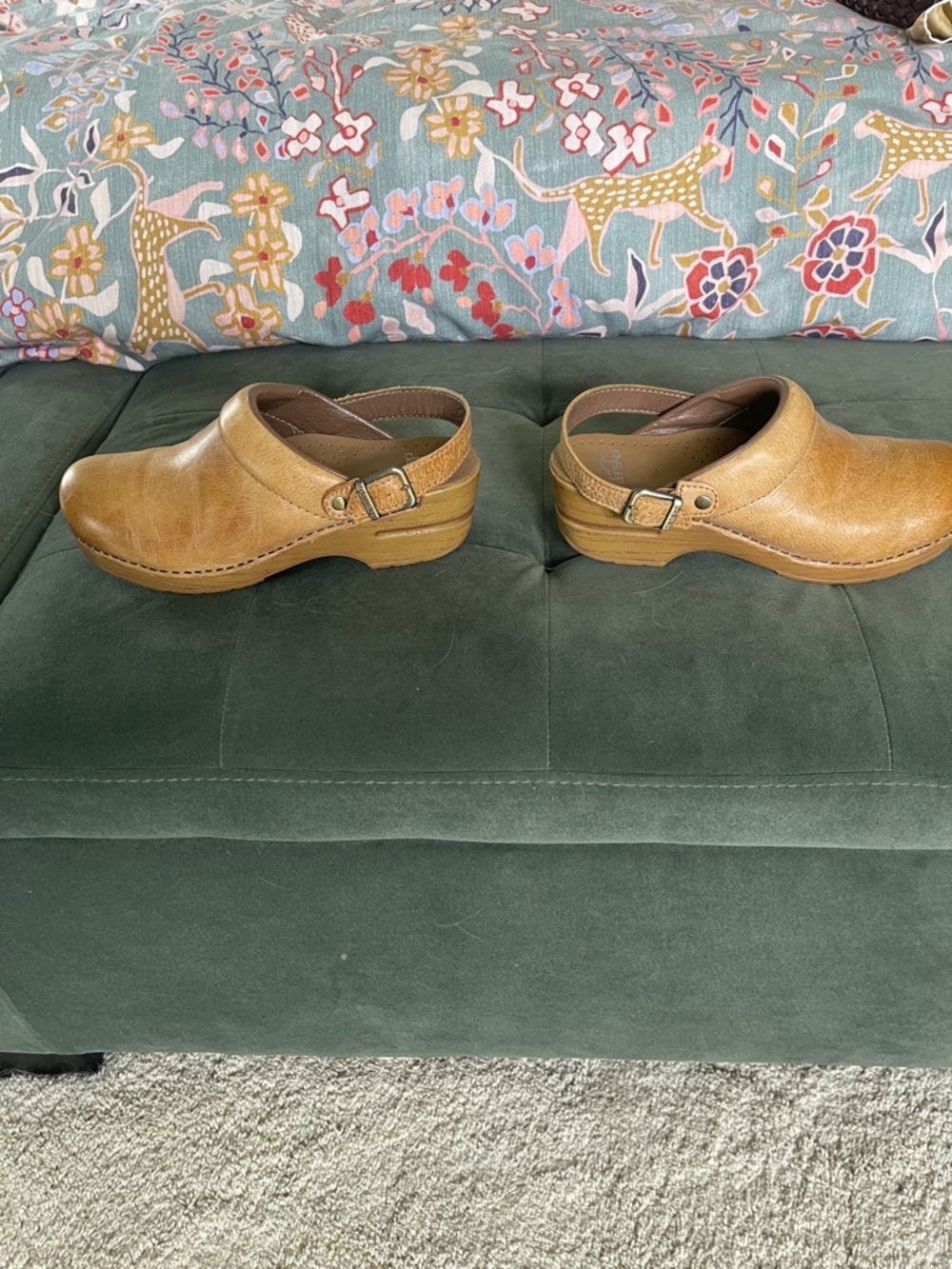 Dansko Beige Leather Clogs with Buckle - Picture 5 of 6